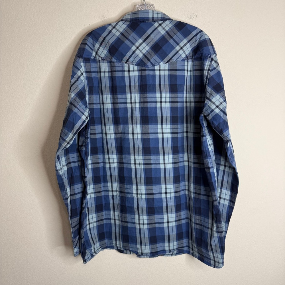 5.11 Tactical Shirt Mens Large Blue Plaid Long Sleeve Snap Front Utility Work - Picture 4 of 5
